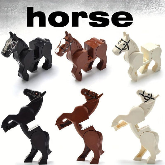 Horse Animal Scene Building Block Toy Set with Brown Horse