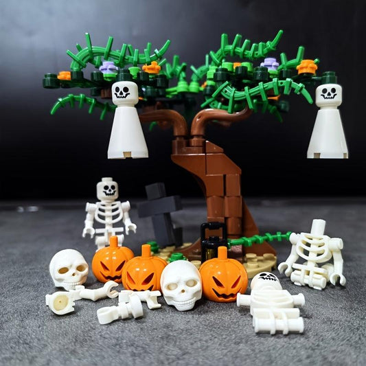 Halloween Pumpkin Building Blocks Ghost Tree House Graveyard Skeleton