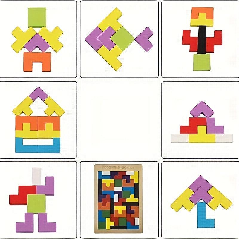 Wooden Blocks Puzzle Educational Fun Toys Gift