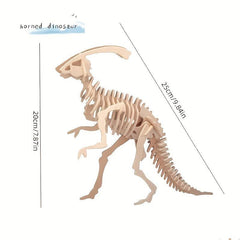Wooden Dinosaur Rhinoceros Crocodile Horse Animal Puzzle DIY Model