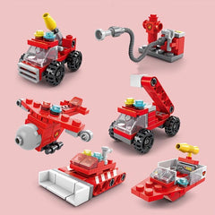 6 In 1 Fire Engine Building Blocks Educational Toys DIY Assembly Model Gift