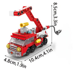 6 In 1 Fire Engine Building Blocks Educational Toys DIY Assembly Model Gift