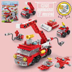 6 In 1 Fire Engine Building Blocks Educational Toys DIY Assembly Model Gift