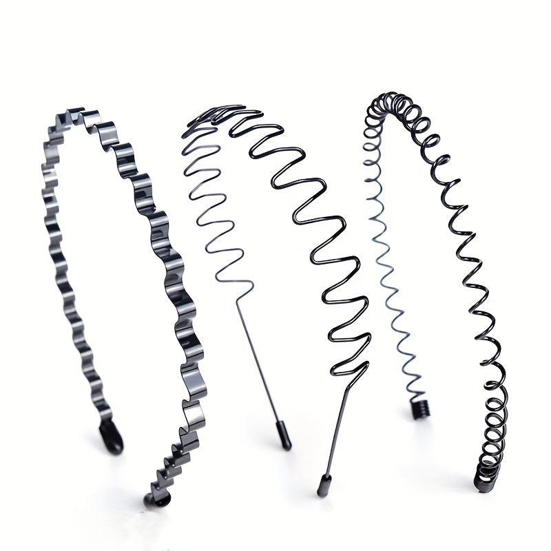 3pcs Metal Spray Paint Steel Wire Headband Set Men's Headband