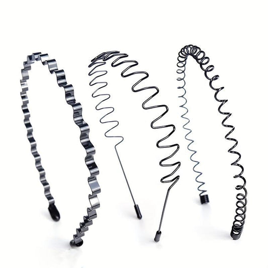 3pcs Metal Spray Paint Steel Wire Headband Set Men's Headband