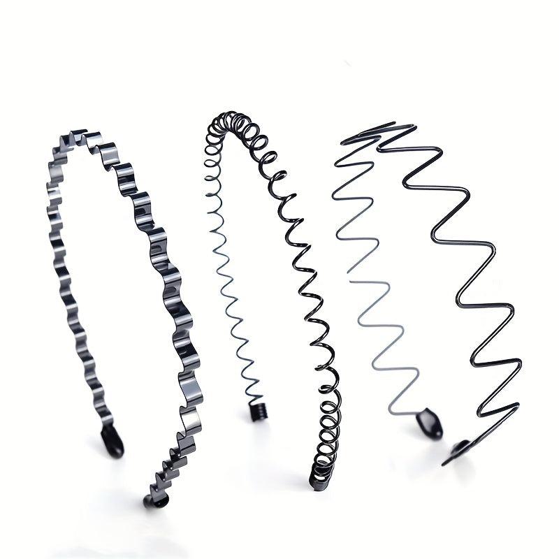 3pcs Metal Spray Paint Steel Wire Headband Set Men's Headband