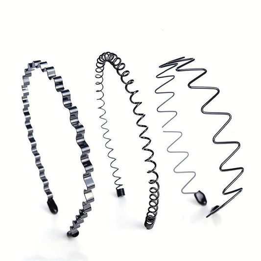 3pcs Metal Spray Paint Steel Wire Headband Set Men's Headband