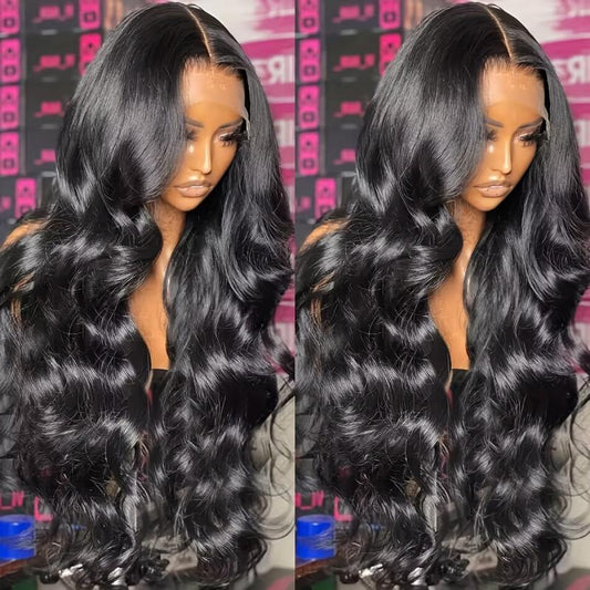 Natural Looking Long Curly Wig with Water Wave Bangs