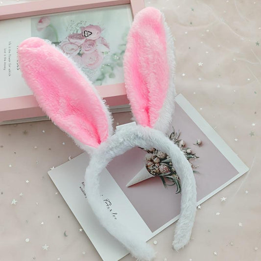 Soft Rabbit Ears Elastic Headband Plush Toy for Girls Gift