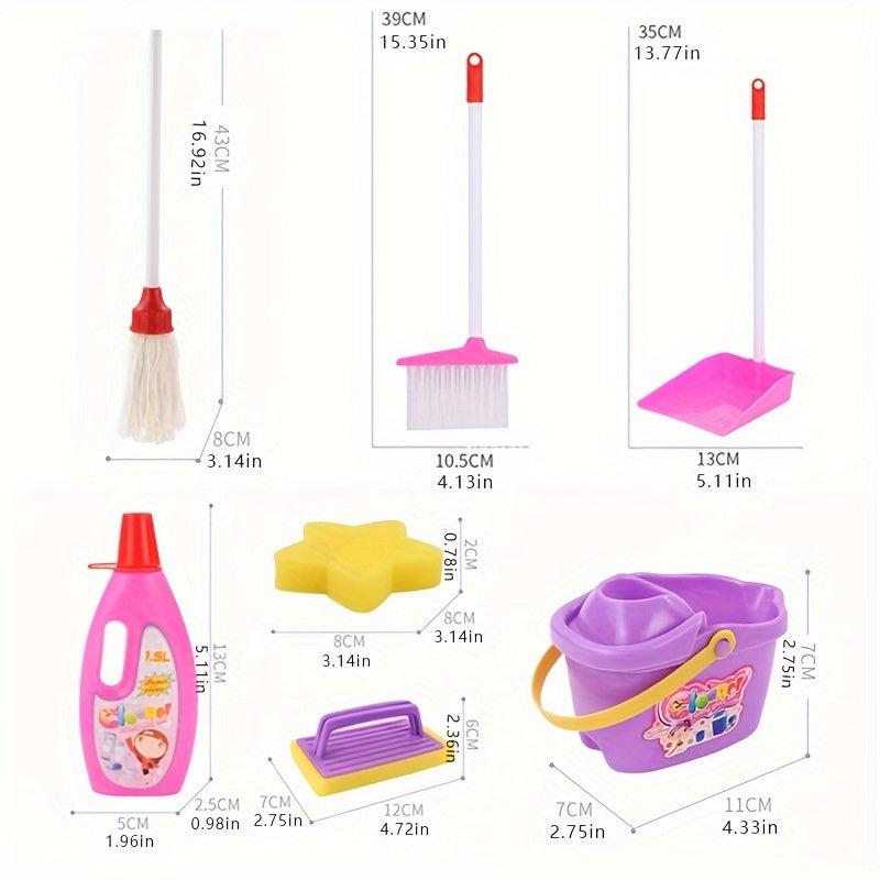 Kids Pretend Play Cleaning Toy Set with Brooms, Mops & Cleaning Tools