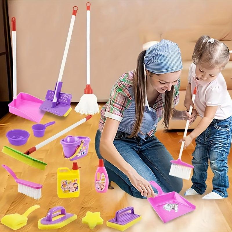 Kids Pretend Play Cleaning Toy Set with Brooms, Mops & Cleaning Tools