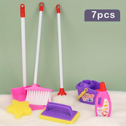 Kids Pretend Play Cleaning Toy Set with Brooms, Mops & Cleaning Tools