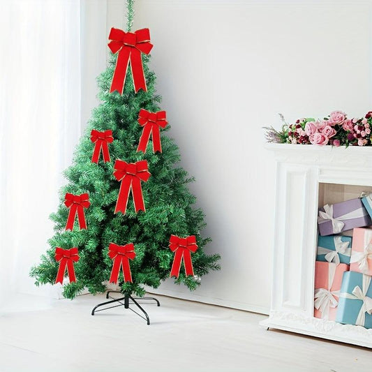 Christmas Velvet Ribbon Bow - Tree & House Decorations