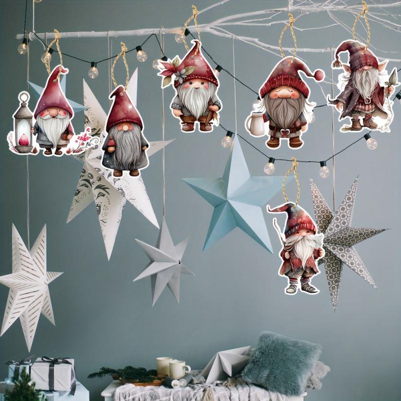 6pcs Festive Christmas Gnome Ornaments for Tree Decoration