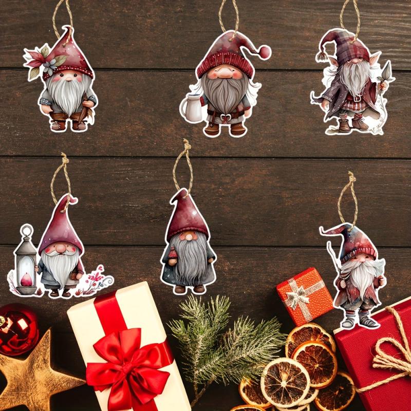 6pcs Festive Christmas Gnome Ornaments for Tree Decoration