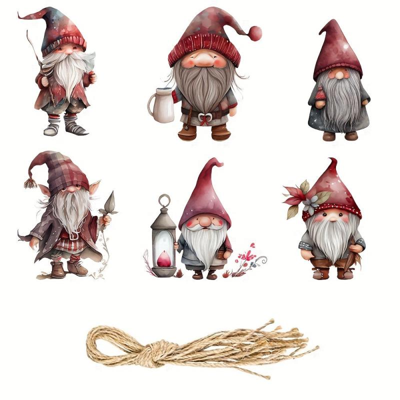 6pcs Festive Christmas Gnome Ornaments for Tree Decoration