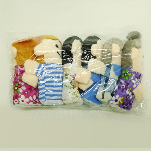 6pcs Cartoon Finger Dolls Early Education Plush Toys