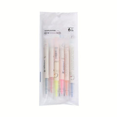 6pcs Double Headed Highlighter Pens - Key Line Marker Pens