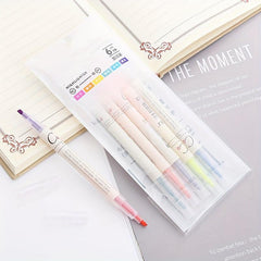 6pcs Double Headed Highlighter Pens - Key Line Marker Pens