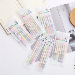 6pcs Double Headed Highlighter Pens - Key Line Marker Pens