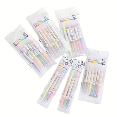 6pcs Double Headed Highlighter Pens - Key Line Marker Pens