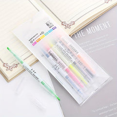 6pcs Double Headed Highlighter Pens - Key Line Marker Pens