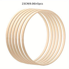 5pcs Bamboo Craft Hoops DIY Wedding Dream Catching Wall Hanging Crafts