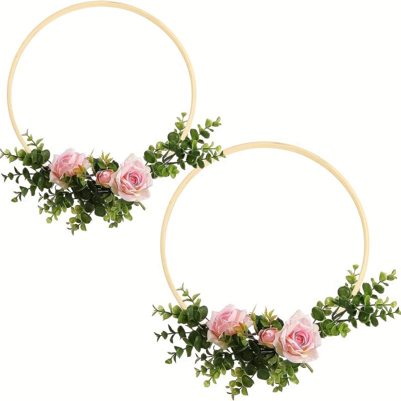 5pcs Bamboo Craft Hoops DIY Wedding Dream Catching Wall Hanging Crafts
