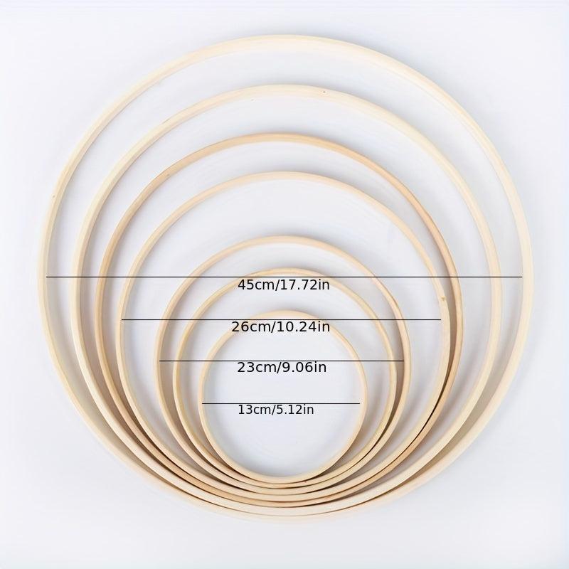 5pcs Bamboo Craft Hoops DIY Wedding Dream Catching Wall Hanging Crafts