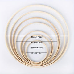 5pcs Bamboo Craft Hoops DIY Wedding Dream Catching Wall Hanging Crafts