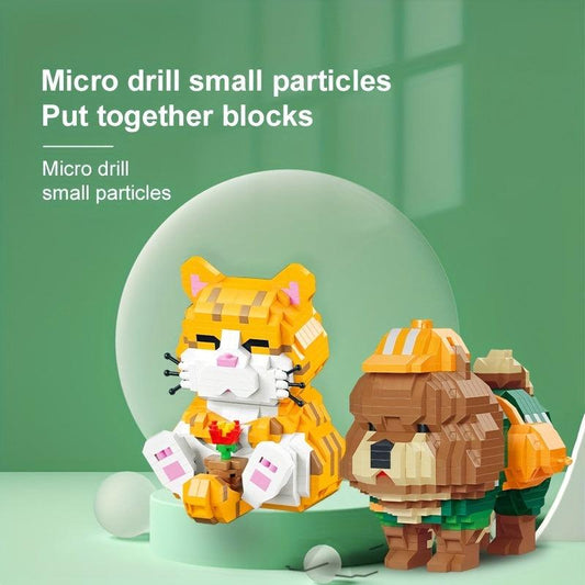 673pcs Cat Animal Building Blocks Model Fun Pet Building Blocks