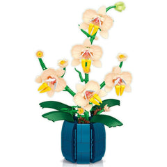 606pcs Orchid Bouquet Building Blocks Desktop Decoration