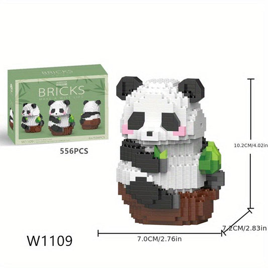 Panda Flower Building Block Model Small Particle Assembly Cartoon Decorations