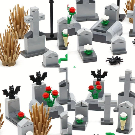 111pcs Halloween Building Blocks Set DIY Bricks Model Kit Tomb Graveyard Toys