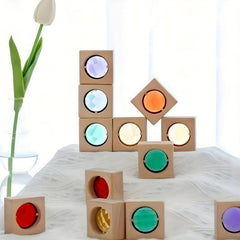 Rainbow Gem Building Blocks Colorful Square Acrylic Building Blocks