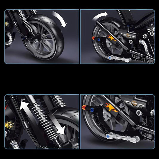 Classic Motorcycle Building Blocks Toy Model Puzzle Assembled