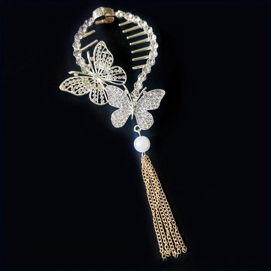 Zinc Alloy Butterfly Tassel Hair Clip Hair Accessories