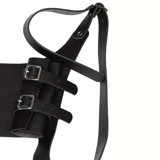 Brown Medieval Double Handle Weapon Carrier PU Leather Sword Sheath