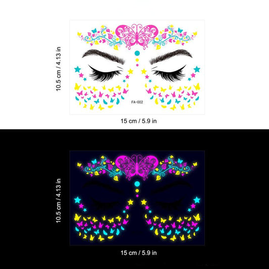 Neon Butterfly Waterproof Face Sticker