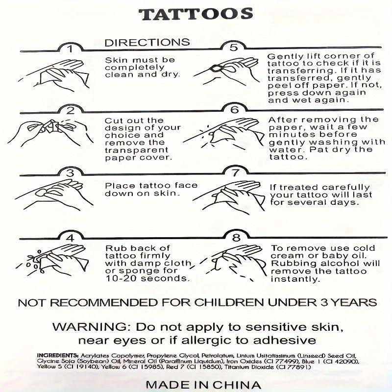 Wolf & Flower Pattern Temporary Tattoo Waterproof Long-lasting Tattoo
