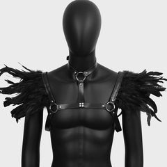Halloween Leather Harness Feather Shoulder Costume Accessories