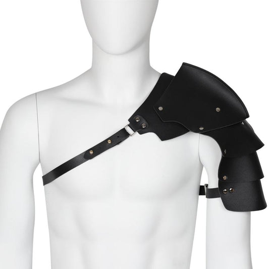 Adjustable Punk Men's Shoulder Armor Faux Leather Chest Strap