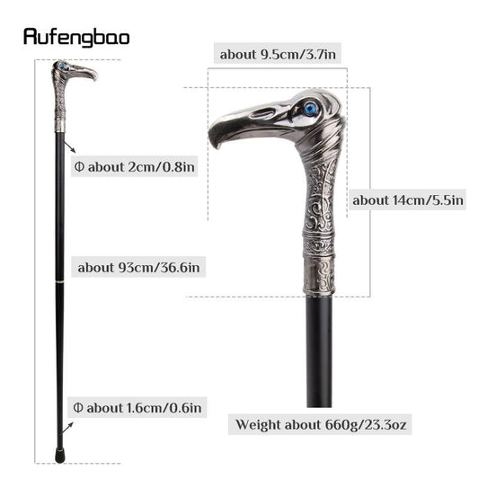 Eagle Head Decorative Tube Walking Cane Alloy Vintage Walking Stick