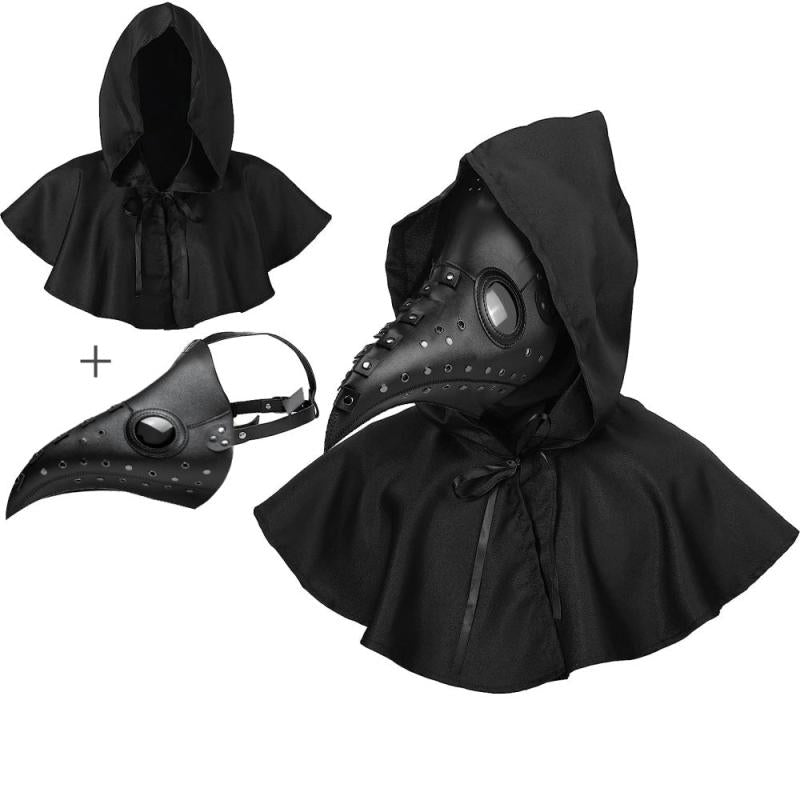 Halloween Plague Doctor Mask & Cape Cyber Punk Bird Mask Costume