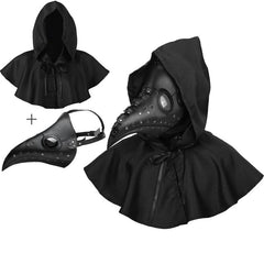 Halloween Plague Doctor Mask & Cape Cyber Punk Bird Mask Costume