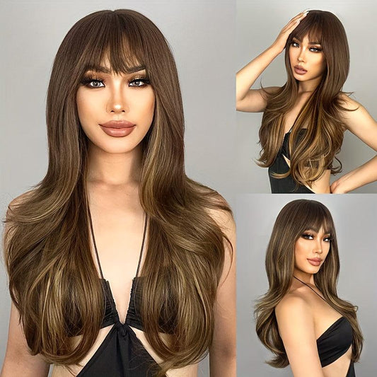 Curly Wig With Bangs Heat Resistant Synthetic