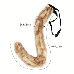 Plush Cat Ears Hair Hoop & Cat Tail Halloween Party Costumes Set