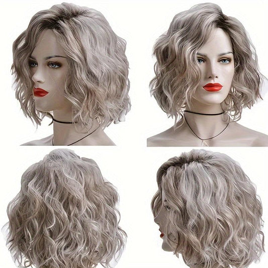 Short Curly Wig Natural Looking Synthetic Fiber Wig 3 Colors Cosplay Props