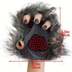 Wolf Paw Gloves Hairy Werewolf Claw Handcuffs Halloween Costume Accessories