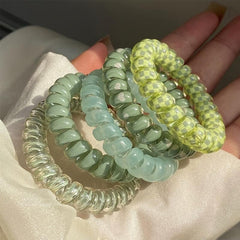 5pcs Candy Colors Telephone Hair Ties High Elastic Waterproof Hair Ropes